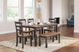 Gesthaven Dining Table with 4 Chairs and Bench (Set of 6) - De Avenue Furniture