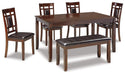 Bennox Dining Table and Chairs with Bench (Set of 6) - De Avenue Furniture