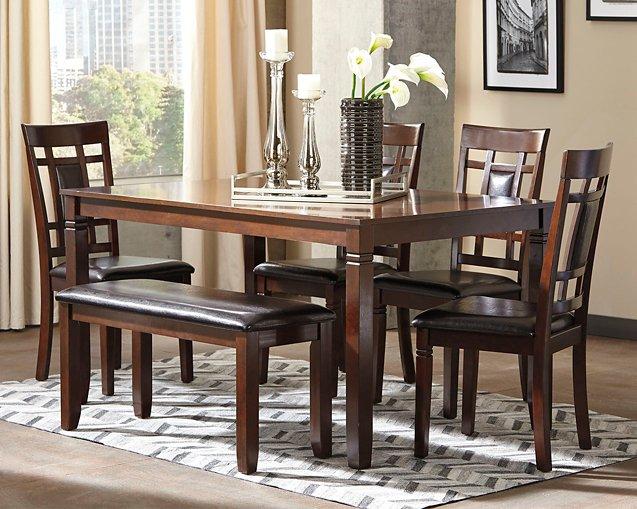 Bennox Dining Table and Chairs with Bench (Set of 6) - De Avenue Furniture
