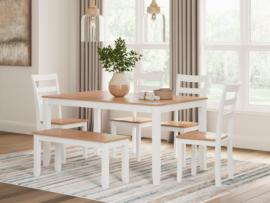 Gesthaven Dining Table with 4 Chairs and Bench (Set of 6) - De Avenue Furniture