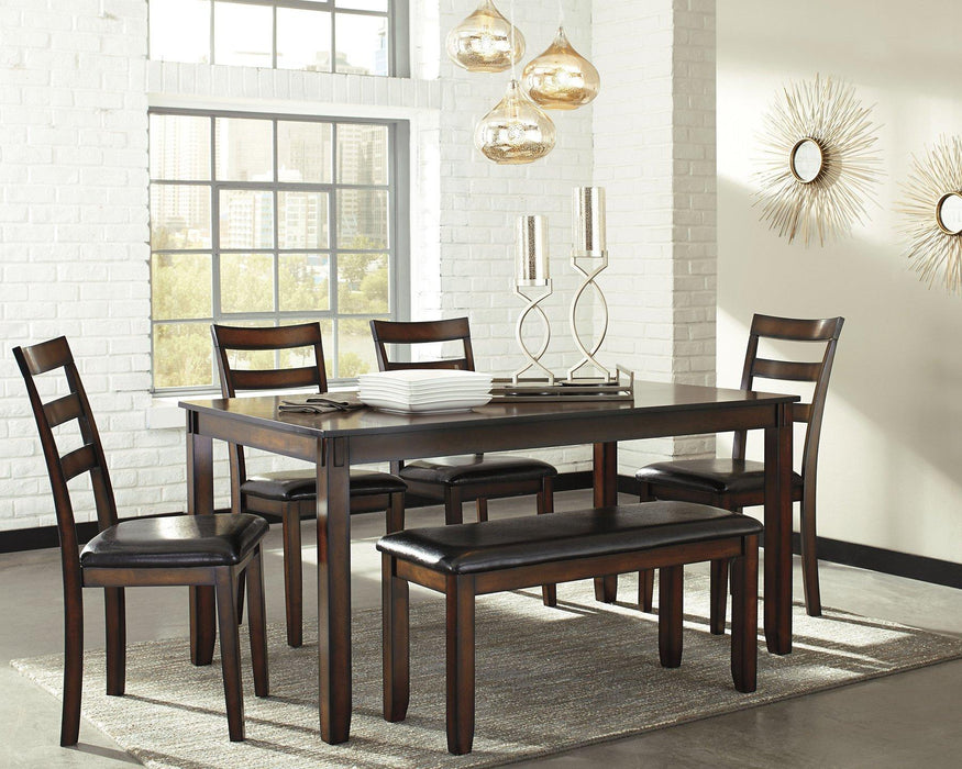 Coviar Dining Table and Chairs with Bench (Set of 6) - De Avenue Furniture
