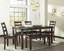 Coviar Dining Table and Chairs with Bench (Set of 6) - De Avenue Furniture