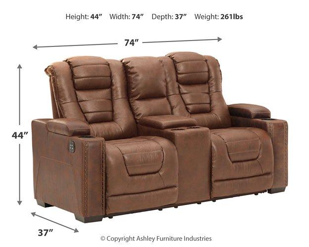 Owner's Box Power Reclining Loveseat with Console - De Avenue Furniture
