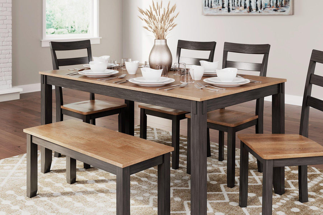 Gesthaven Dining Table with 4 Chairs and Bench (Set of 6) - De Avenue Furniture