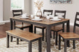 Gesthaven Dining Table with 4 Chairs and Bench (Set of 6) - De Avenue Furniture
