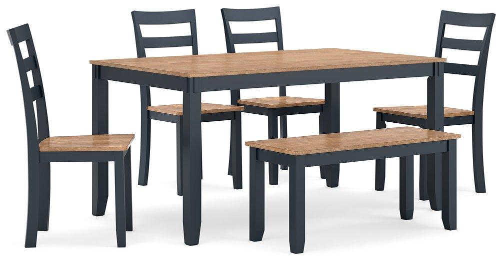 Gesthaven Dining Table with 4 Chairs and Bench (Set of 6) - De Avenue Furniture
