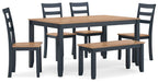 Gesthaven Dining Table with 4 Chairs and Bench (Set of 6) - De Avenue Furniture