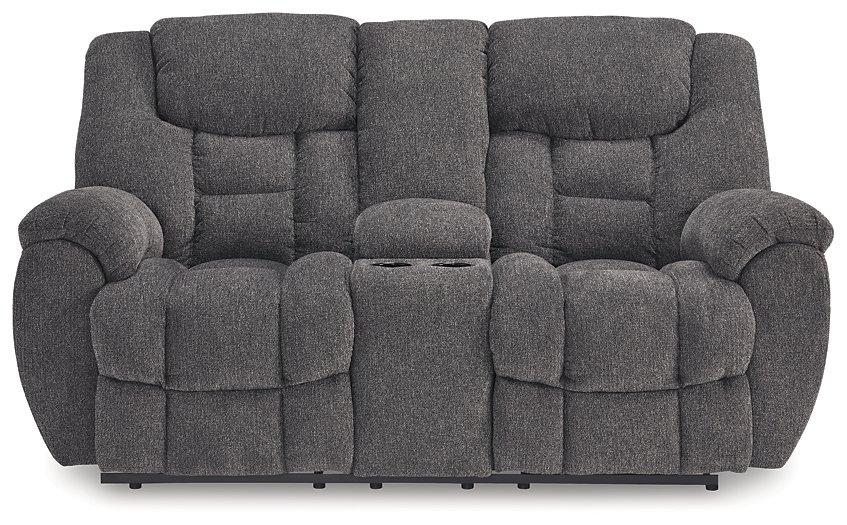 Foreside Reclining Loveseat with Console - De Avenue Furniture