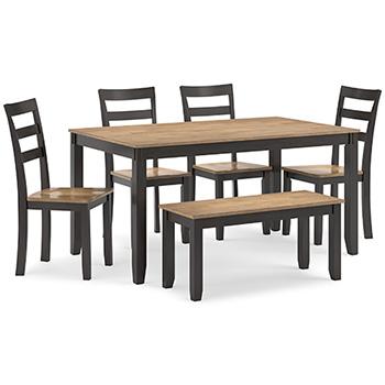 Gesthaven Dining Table with 4 Chairs and Bench (Set of 6) - De Avenue Furniture