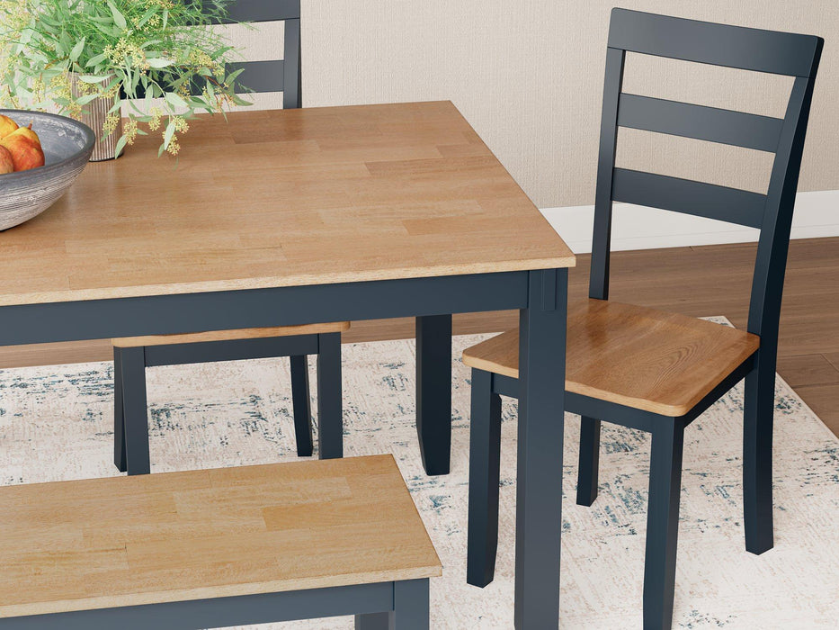 Gesthaven Dining Table with 4 Chairs and Bench (Set of 6) - De Avenue Furniture