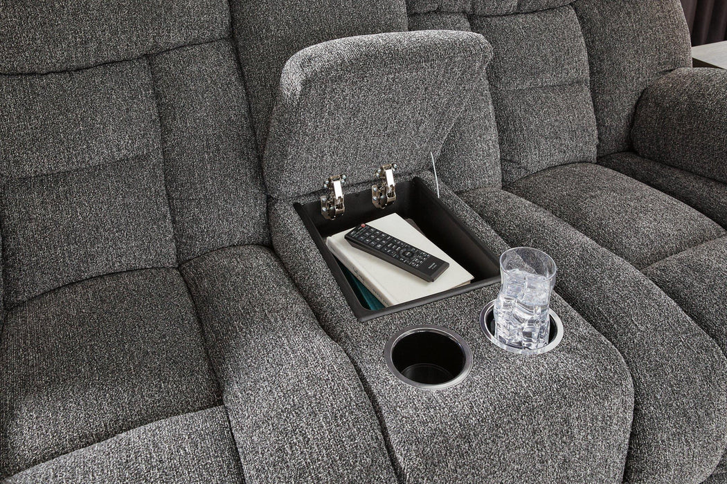 Foreside Reclining Loveseat with Console - De Avenue Furniture