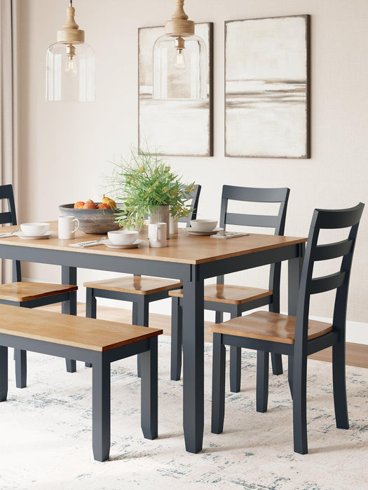 Gesthaven Dining Table with 4 Chairs and Bench (Set of 6) - De Avenue Furniture