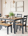 Gesthaven Dining Table with 4 Chairs and Bench (Set of 6) - De Avenue Furniture