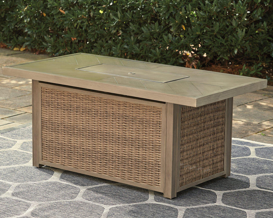 Beachcroft Beachcroft Fire Pit Table with Four Nuvella Swivel Lounge Chairs - De Avenue Furniture