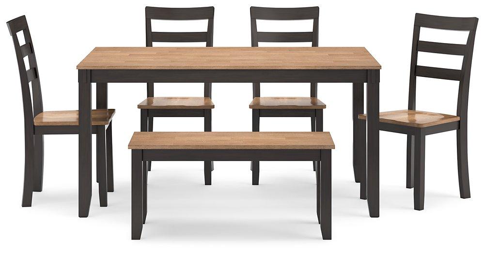Gesthaven Dining Table with 4 Chairs and Bench (Set of 6) - De Avenue Furniture