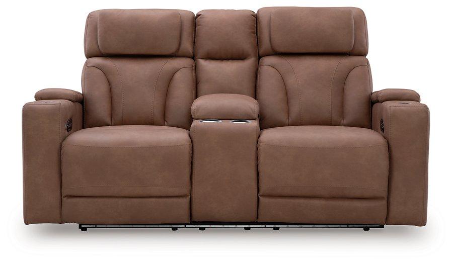 Clean-Slate Power Reclining Loveseat with Console - De Avenue Furniture
