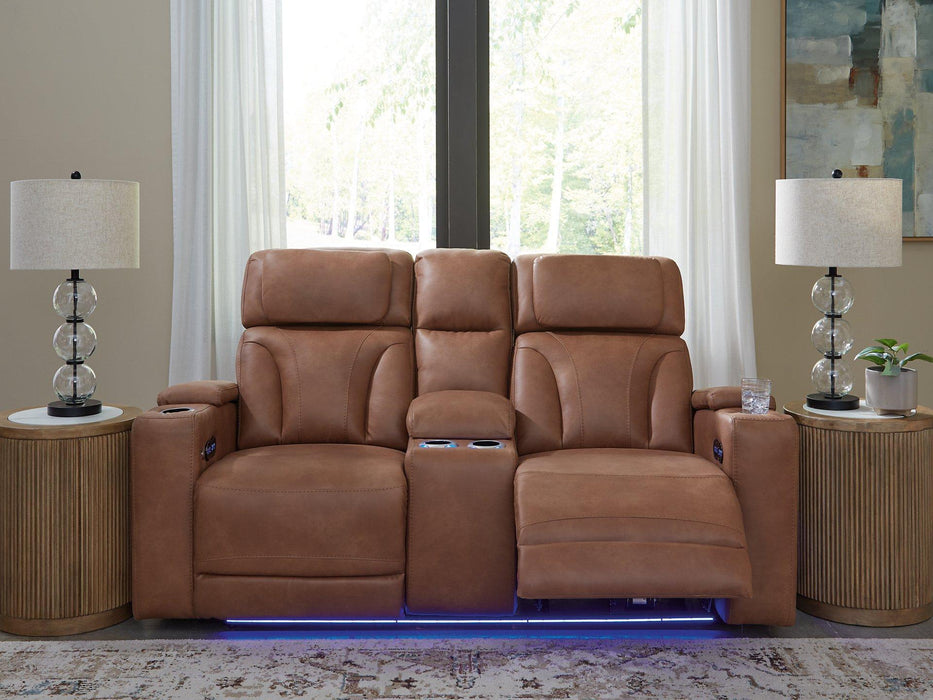Clean-Slate Power Reclining Loveseat with Console - De Avenue Furniture