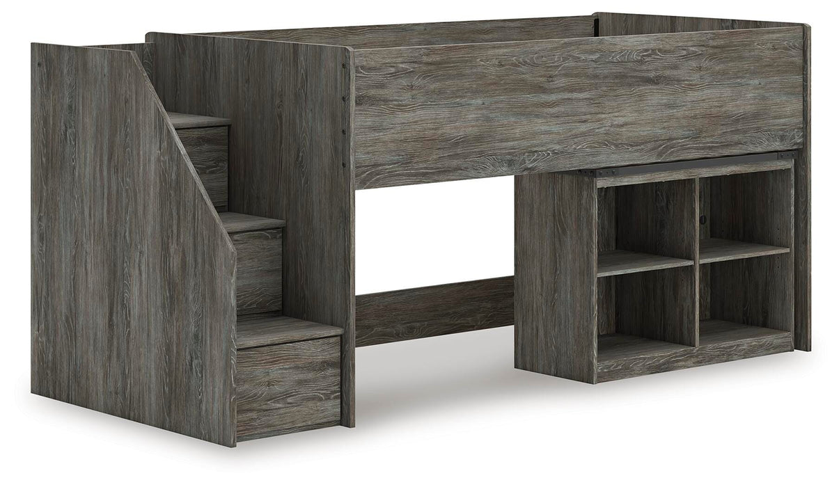 Frandern Loft Bed with Bookcase Storage - De Avenue Furniture