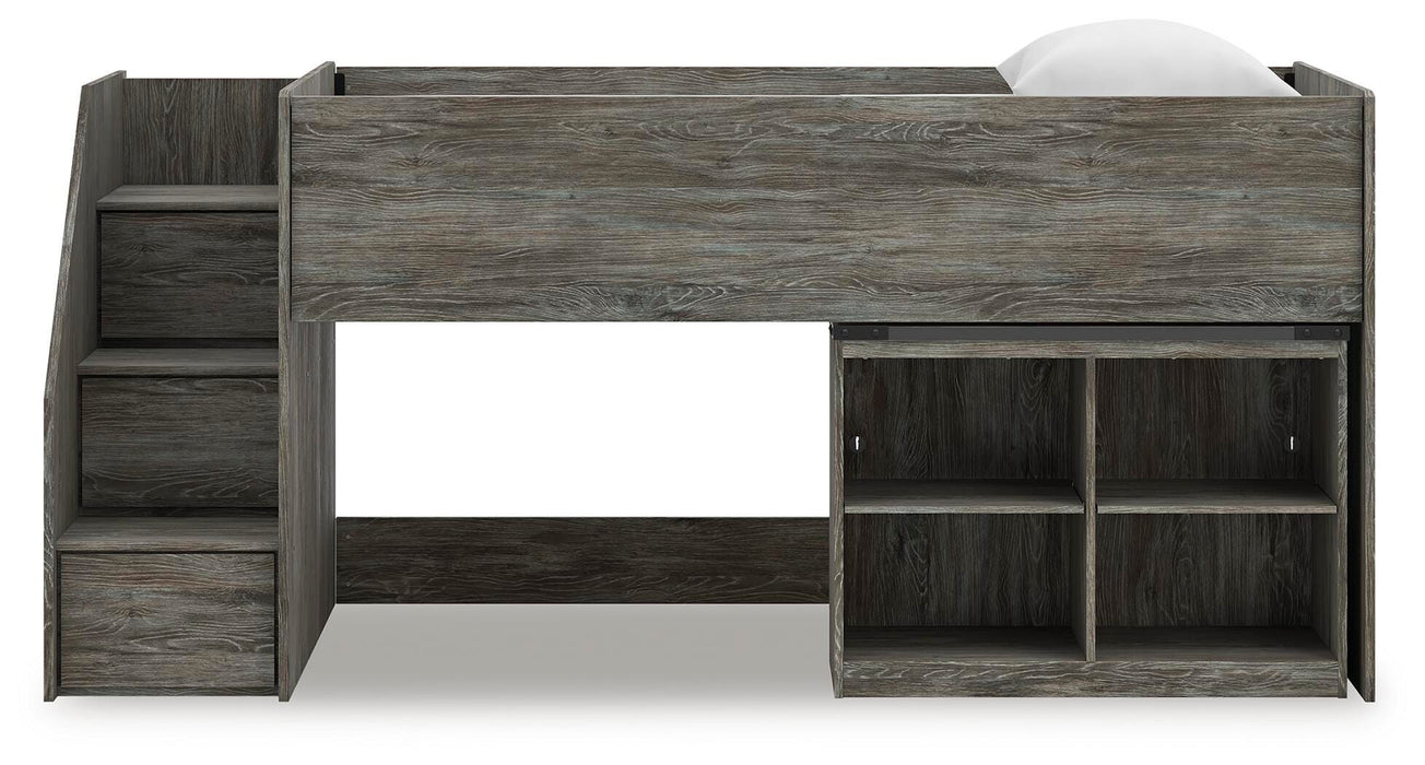 Frandern Loft Bed with Bookcase Storage - De Avenue Furniture