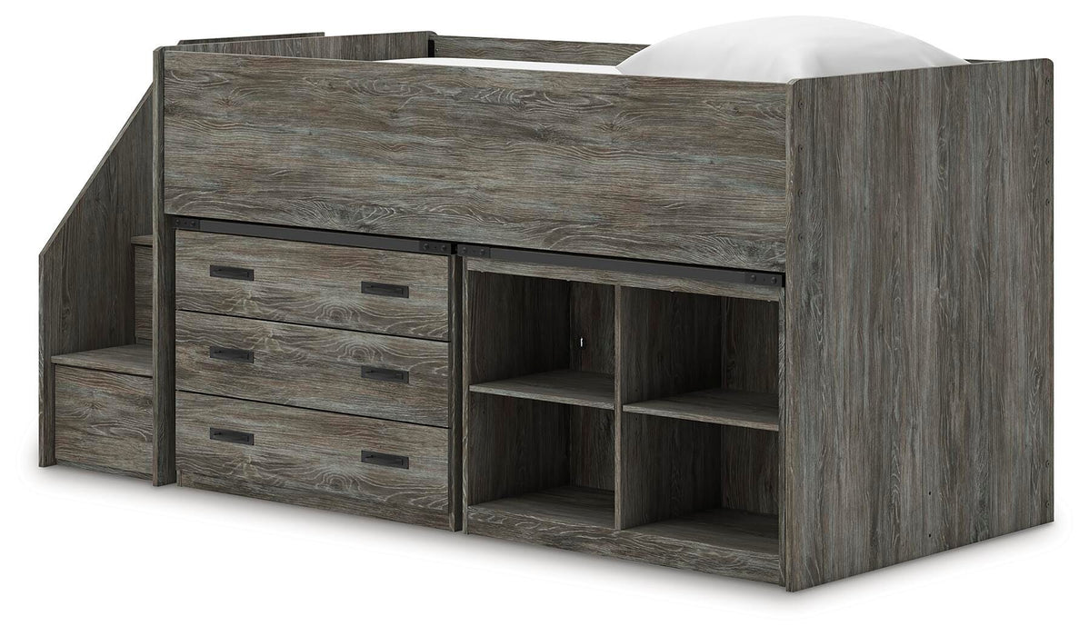 Frandern Loft Bed with Bookcase and Drawer Storage - De Avenue Furniture