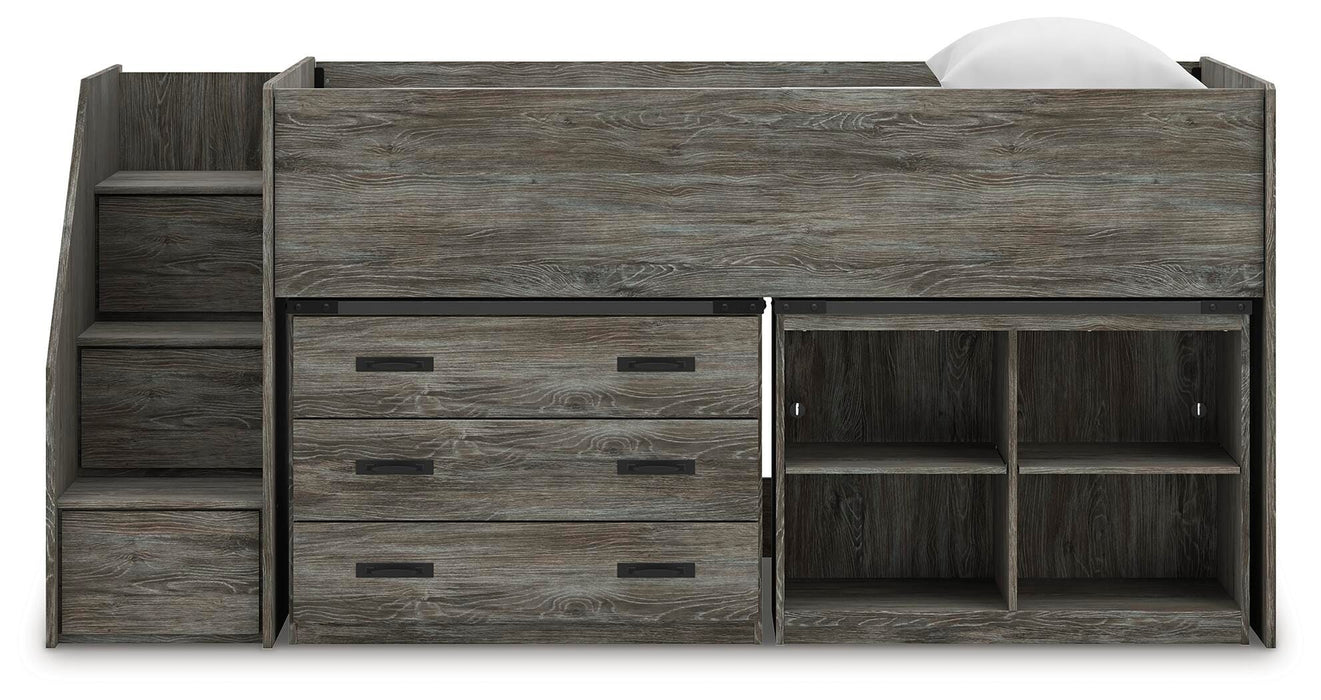 Frandern Loft Bed with Bookcase and Drawer Storage - De Avenue Furniture