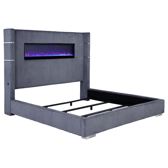 Tisdall Wingback Bed with Flame Visualizer - De Avenue Furniture
