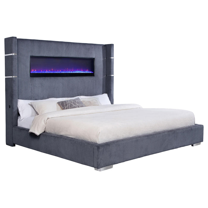 Tisdall Wingback Bed with Flame Visualizer - De Avenue Furniture