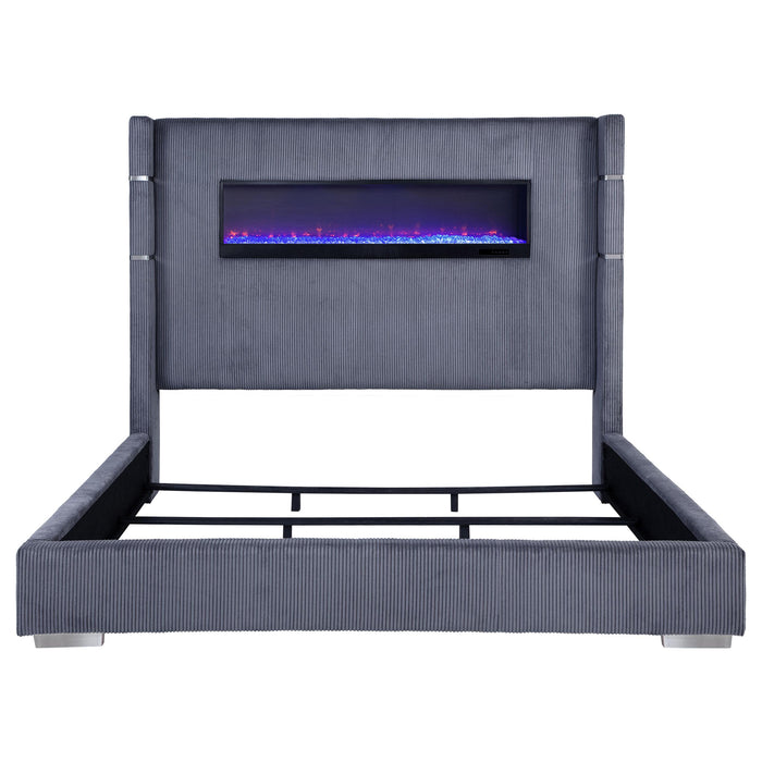 Tisdall Wingback Bed with Flame Visualizer - De Avenue Furniture