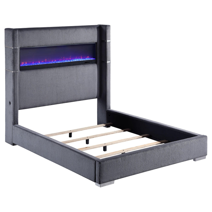 Tisdall Wingback Bed with Flame Visualizer - De Avenue Furniture