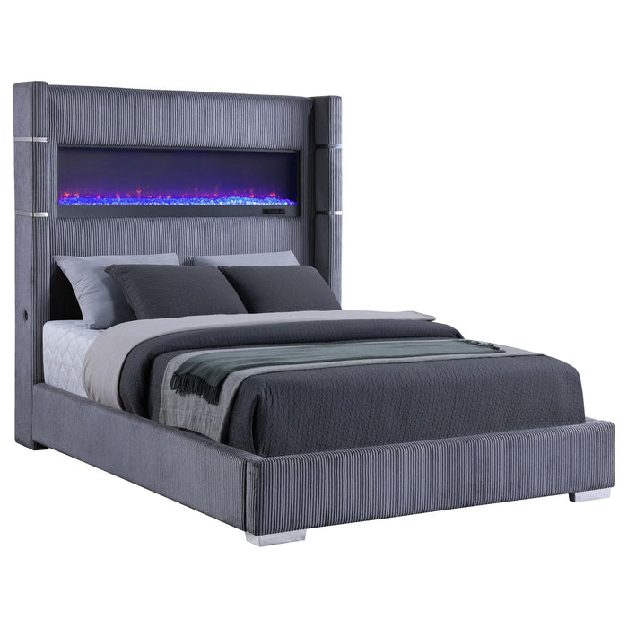 Tisdall Wingback Bed with Flame Visualizer - De Avenue Furniture
