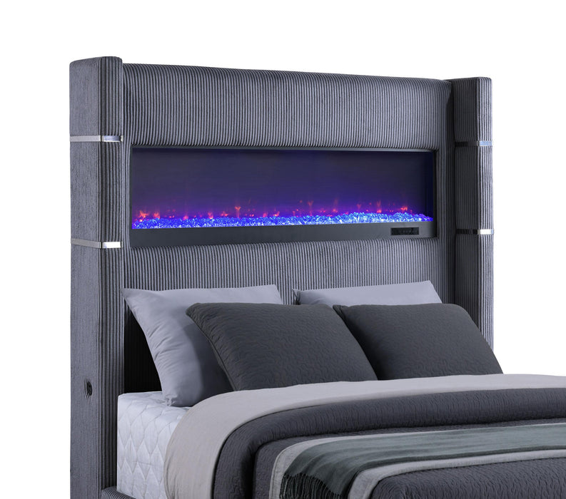 Tisdall Wingback Bed with Flame Visualizer - De Avenue Furniture