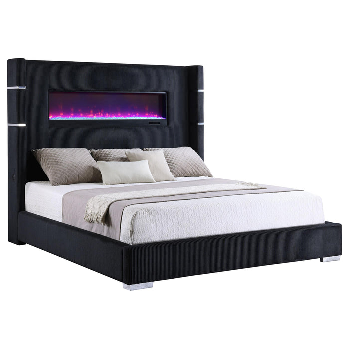 Tisdall Wingback Bed with Flame Visualizer - De Avenue Furniture