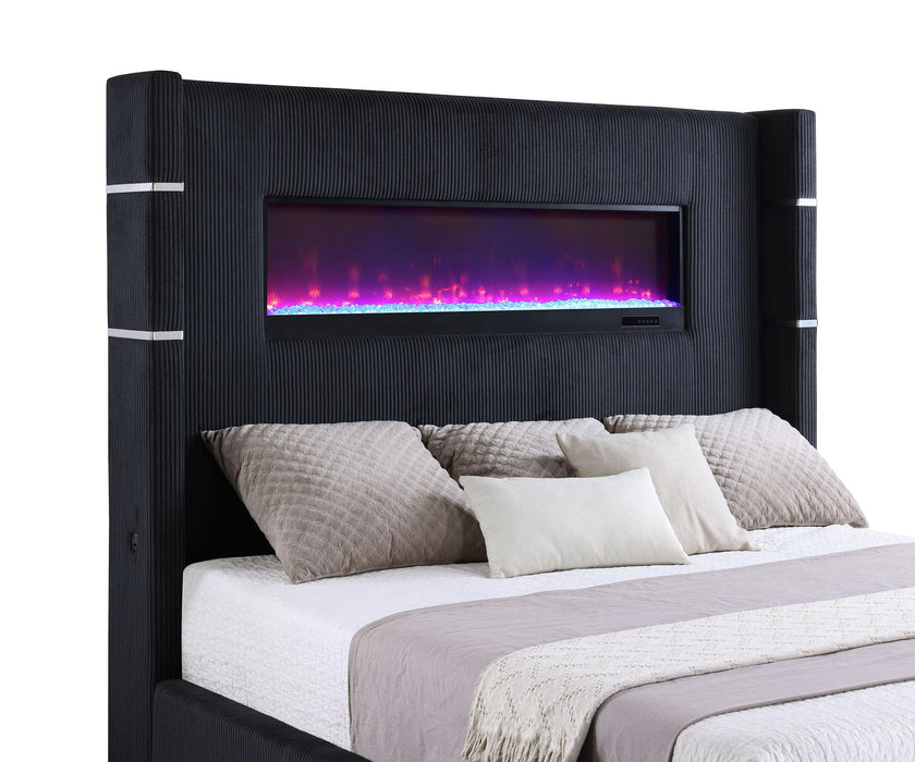 Tisdall Wingback Bed with Flame Visualizer - De Avenue Furniture