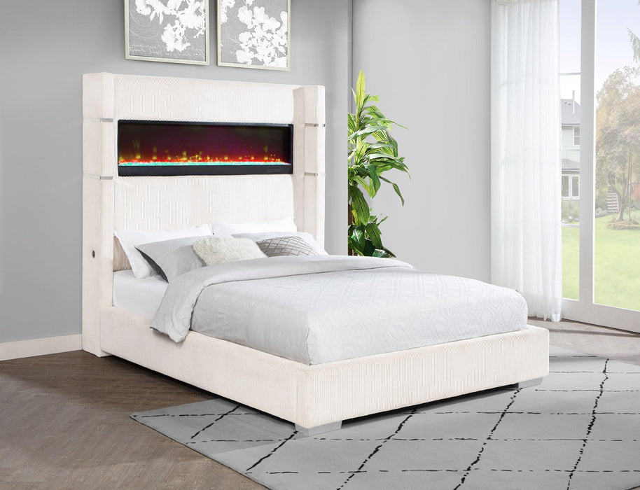 Tisdall Wingback Bed with Flame Visualizer - De Avenue Furniture