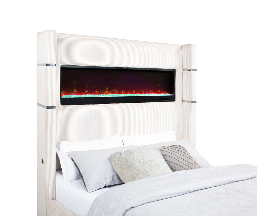 Tisdall Wingback Bed with Flame Visualizer - De Avenue Furniture