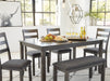 Bridson Dining Table and Chairs with Bench (Set of 6) - De Avenue Furniture