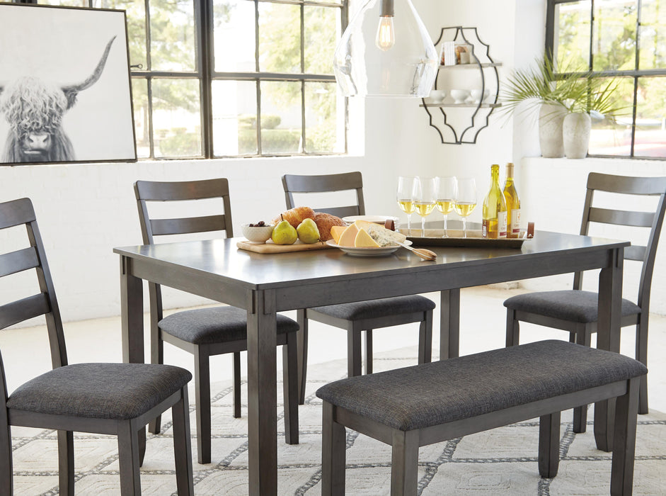 Bridson Dining Table and Chairs with Bench (Set of 6) - De Avenue Furniture