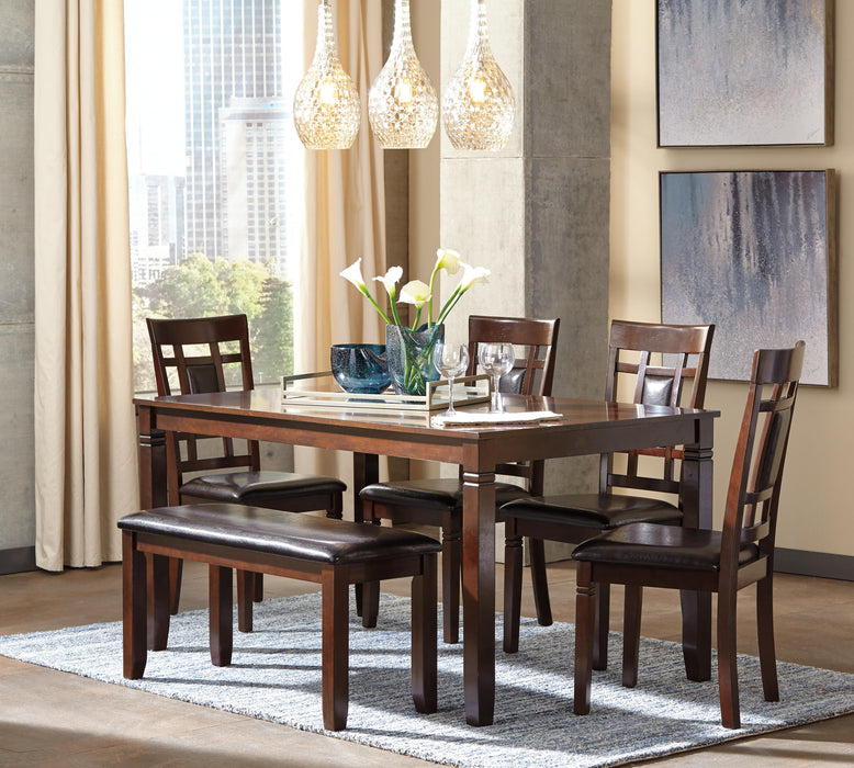 Bennox Dining Table and Chairs with Bench (Set of 6) - De Avenue Furniture