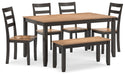 Gesthaven Dining Table with 4 Chairs and Bench (Set of 6) - De Avenue Furniture