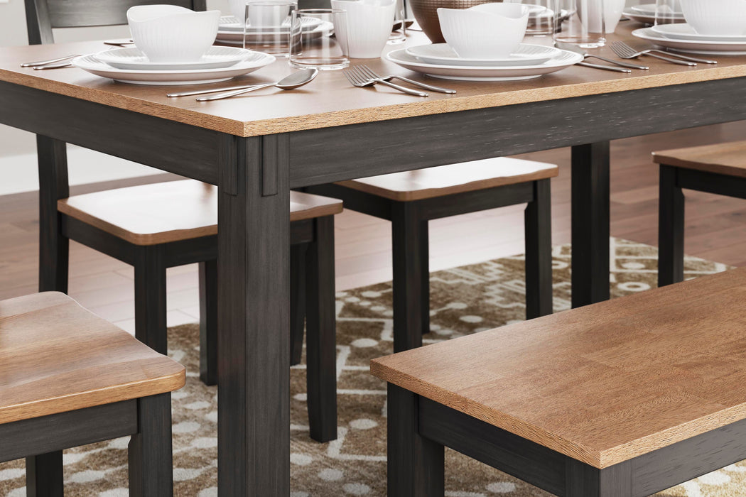 Gesthaven Dining Table with 4 Chairs and Bench (Set of 6) - De Avenue Furniture