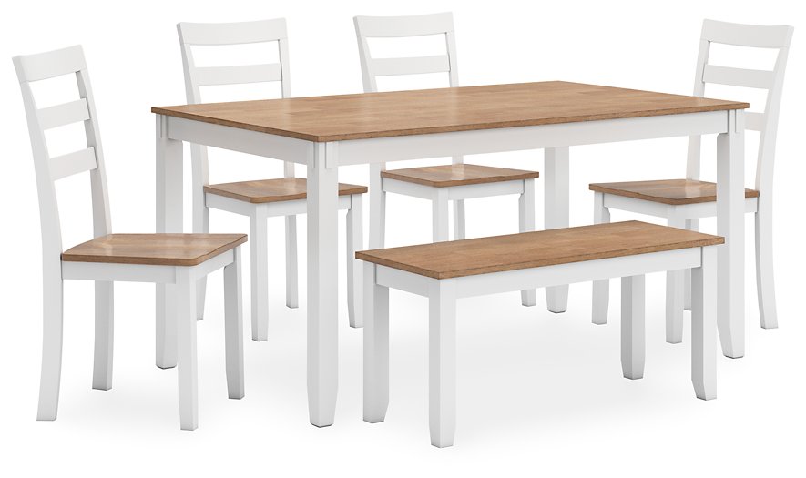 Gesthaven Dining Table with 4 Chairs and Bench (Set of 6) - De Avenue Furniture