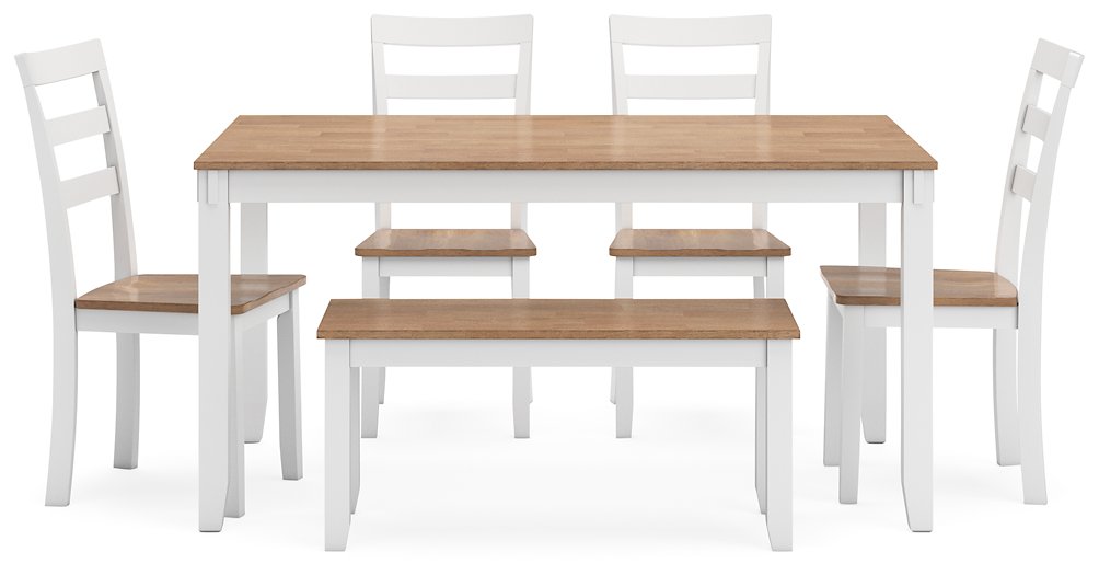 Gesthaven Dining Table with 4 Chairs and Bench (Set of 6) - De Avenue Furniture