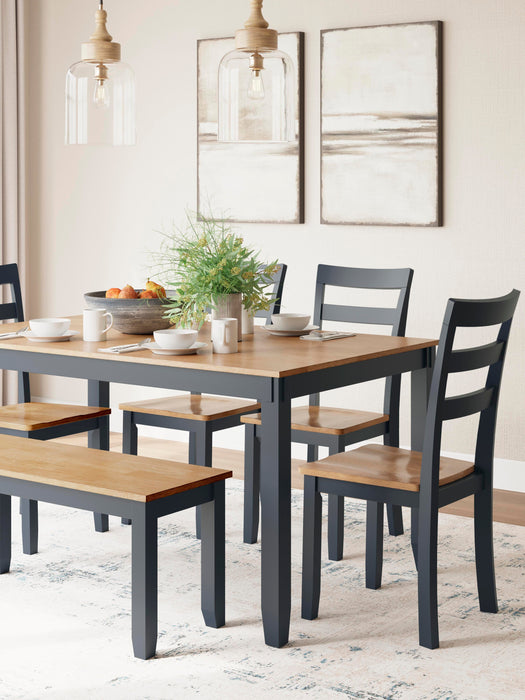 Gesthaven Dining Table with 4 Chairs and Bench (Set of 6) - De Avenue Furniture