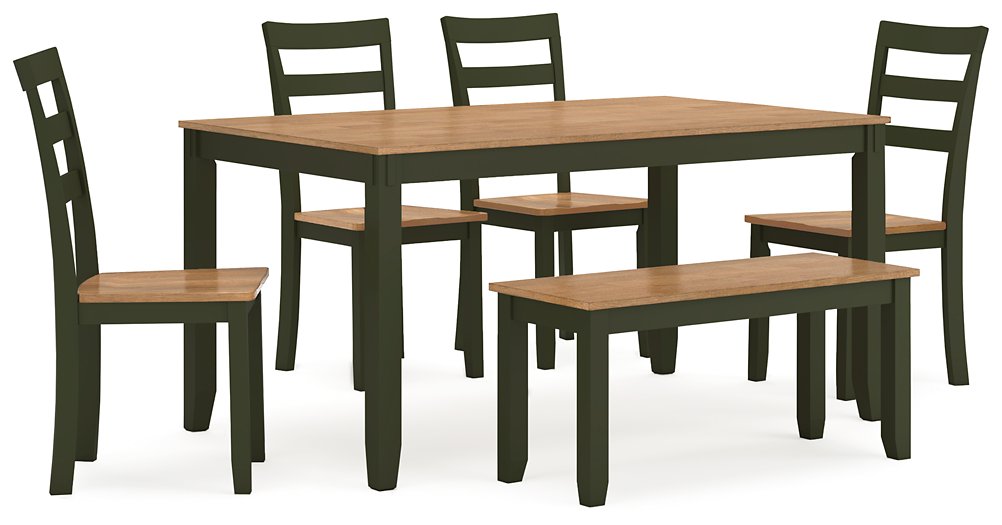 Gesthaven Dining Table with 4 Chairs and Bench (Set of 6) - De Avenue Furniture