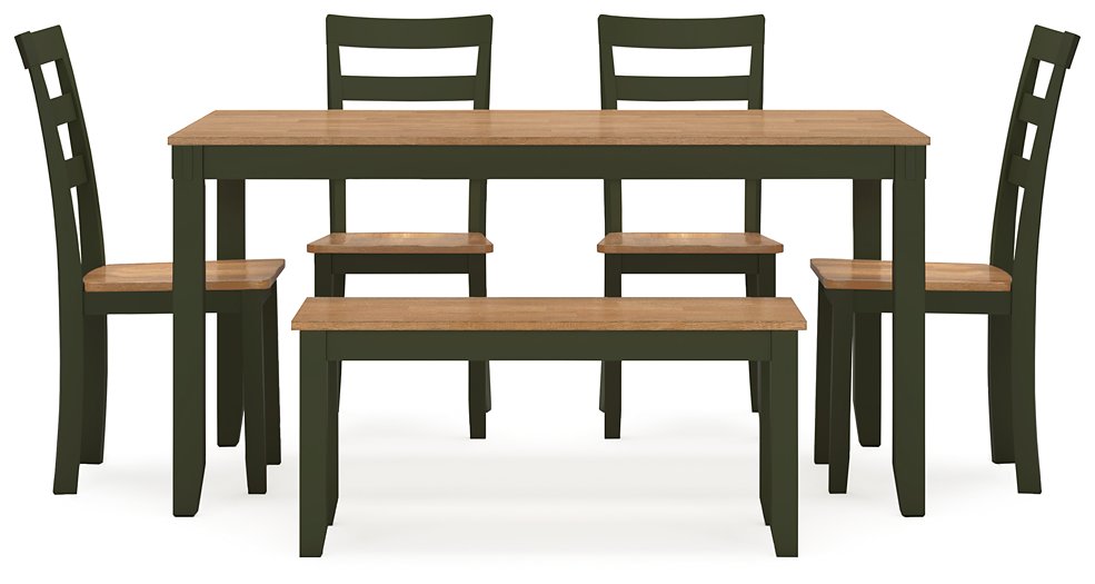 Gesthaven Dining Table with 4 Chairs and Bench (Set of 6) - De Avenue Furniture
