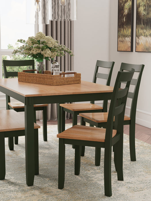 Gesthaven Dining Table with 4 Chairs and Bench (Set of 6) - De Avenue Furniture