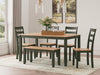 Gesthaven Dining Table with 4 Chairs and Bench (Set of 6) - De Avenue Furniture