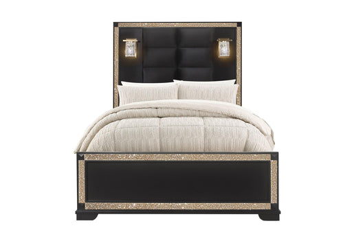 BLAKE BLACK FULL BED WITH LAMPS - De Avenue Furniture