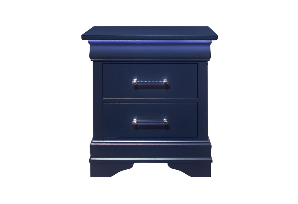 CHARLIE BLUE NIGHTSTAND WITH LED - De Avenue Furniture
