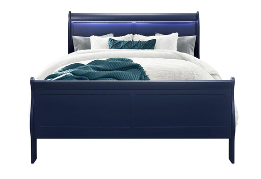 CHARLIE BLUE QUEEN BED WITH LED - De Avenue Furniture